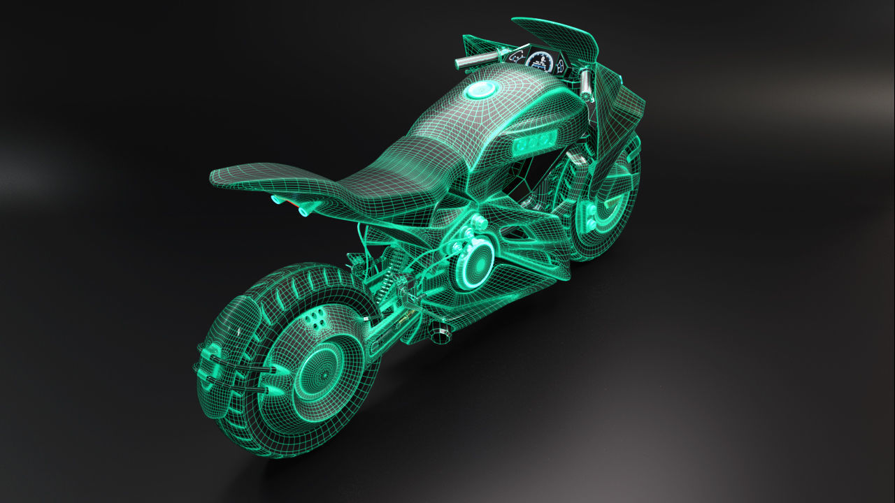 Sci Fi futuristic motorcycle 3D model_18