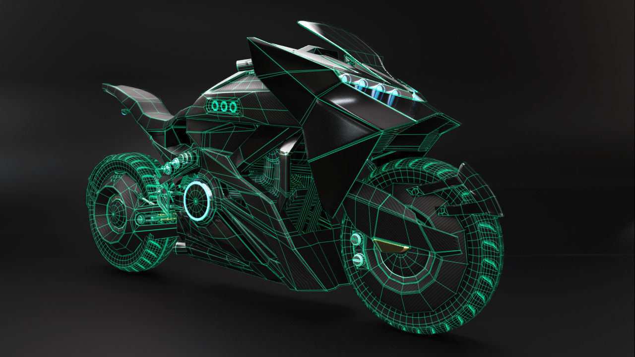 Sci Fi futuristic motorcycle 3D model_26