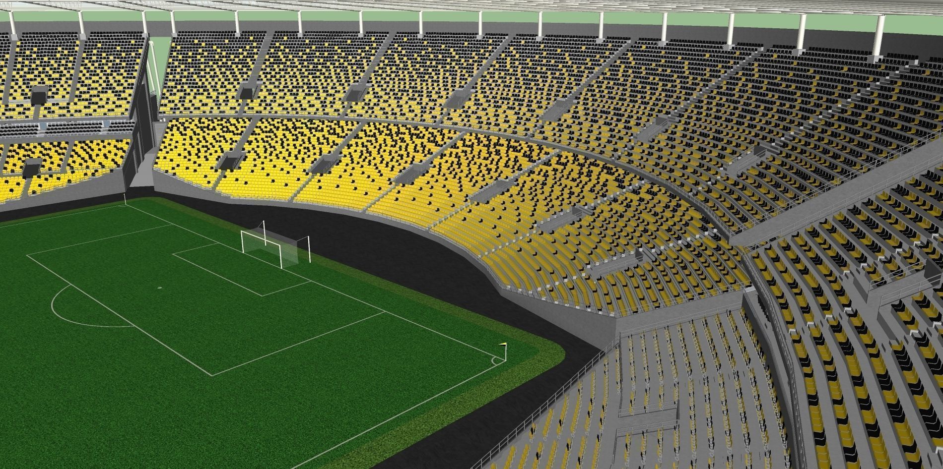 Fictionald old stadium 1 - Bowl with new roof 3D model_10