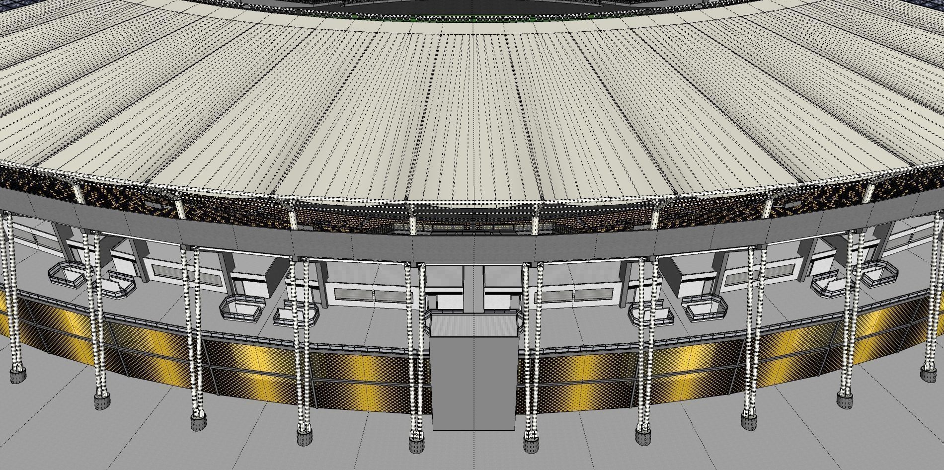 Fictionald old stadium 1 - Bowl with new roof 3D model_16