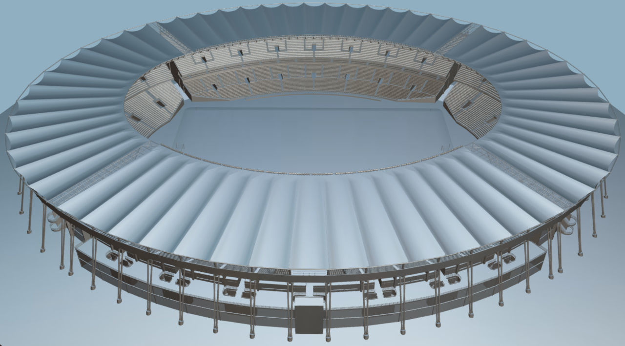 Fictionald old stadium 1 - Bowl with new roof 3D model_2