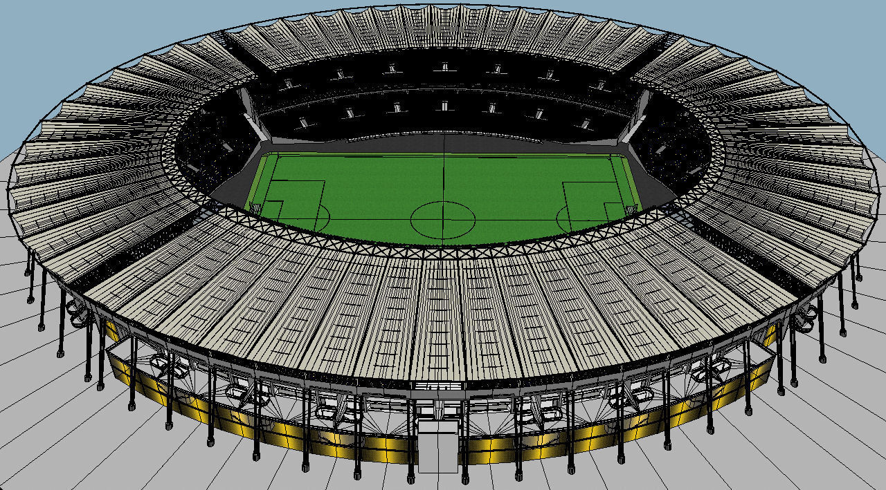 Fictionald old stadium 1 - Bowl with new roof 3D model_1