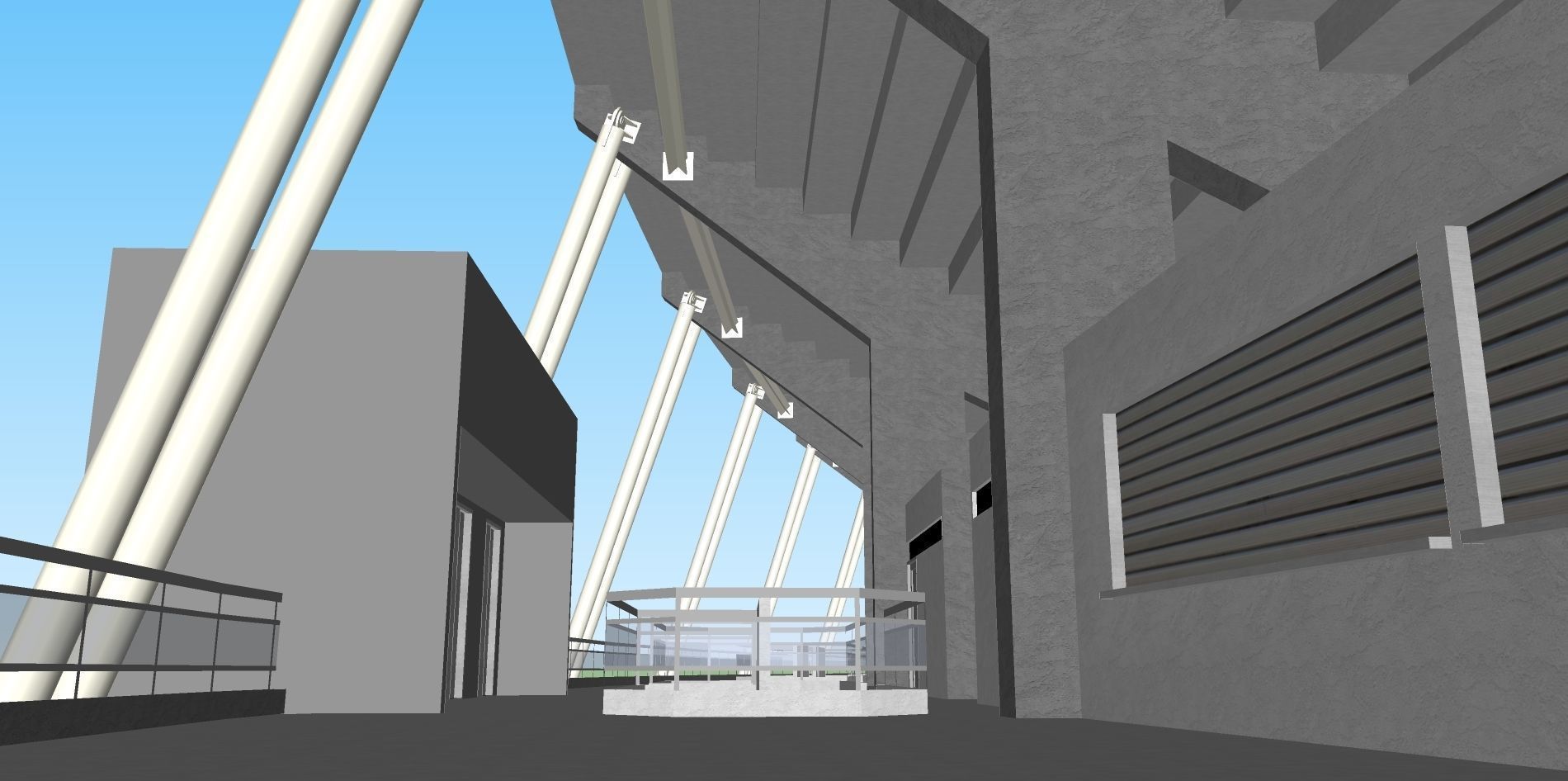 Fictionald old stadium 1 - Bowl with new roof 3D model_18