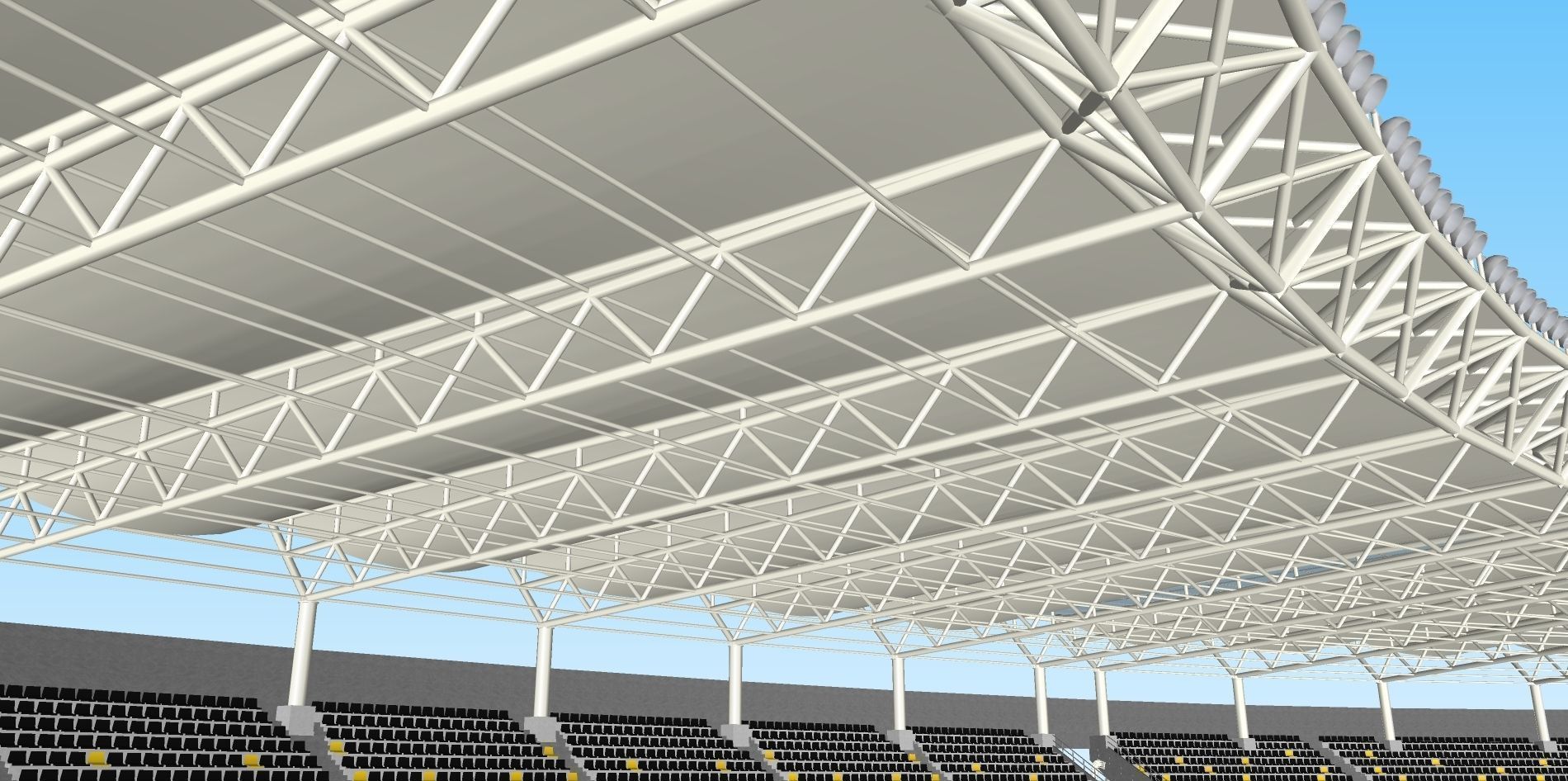 Fictionald old stadium 1 - Bowl with new roof 3D model_12