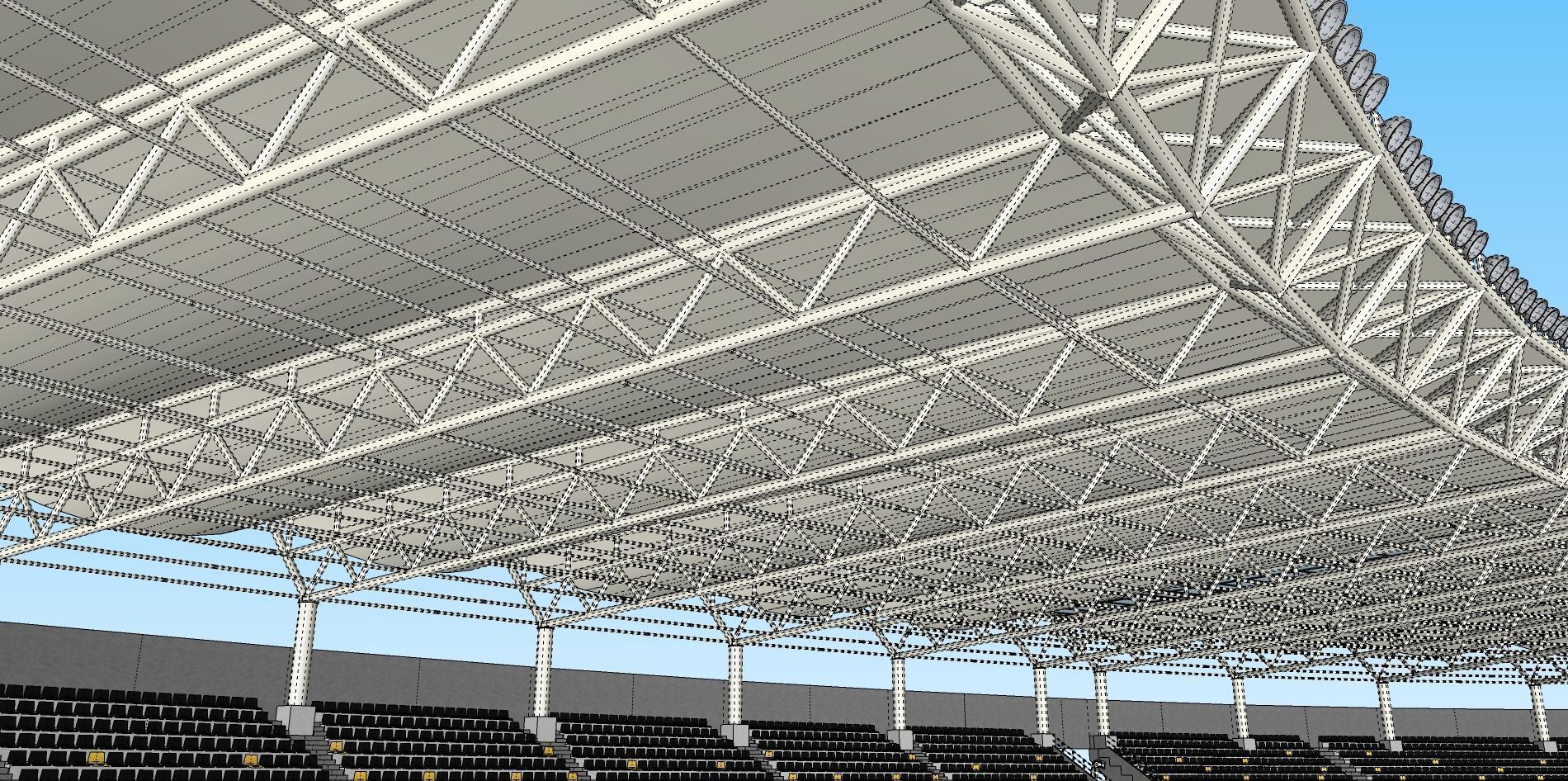 Fictionald old stadium 1 - Bowl with new roof 3D model_13