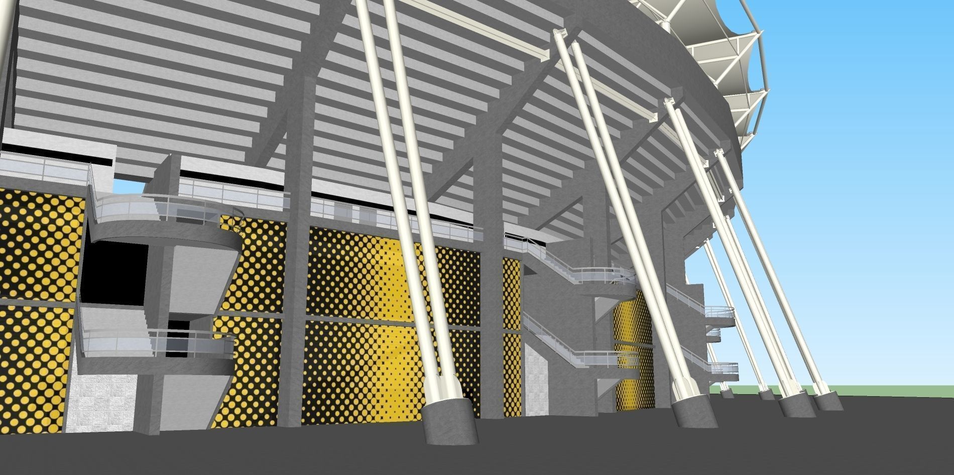 Fictionald old stadium 1 - Bowl with new roof 3D model_15