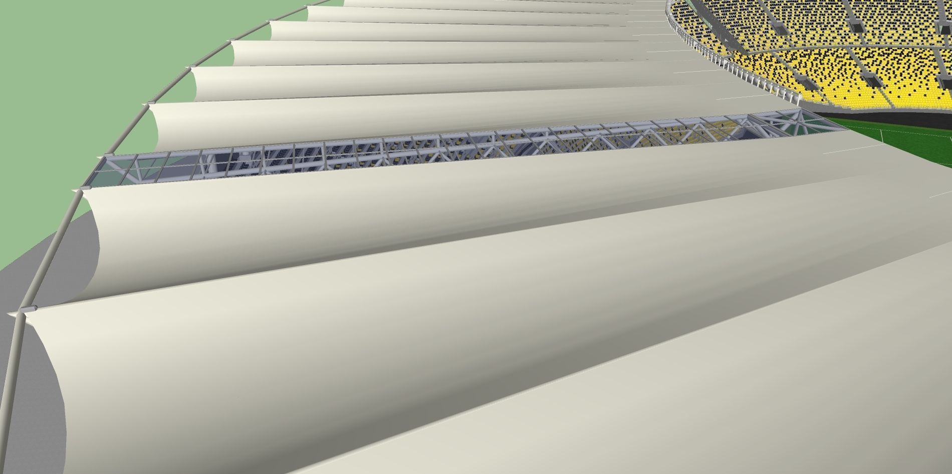 Fictionald old stadium 1 - Bowl with new roof 3D model_14