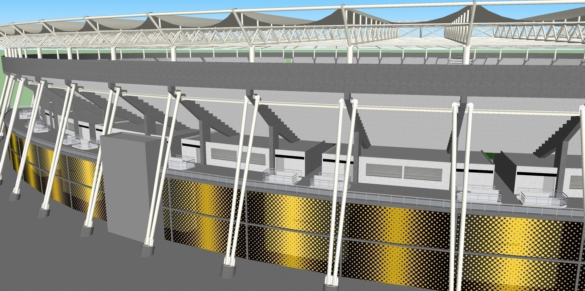 Fictionald old stadium 1 - Bowl with new roof 3D model_17