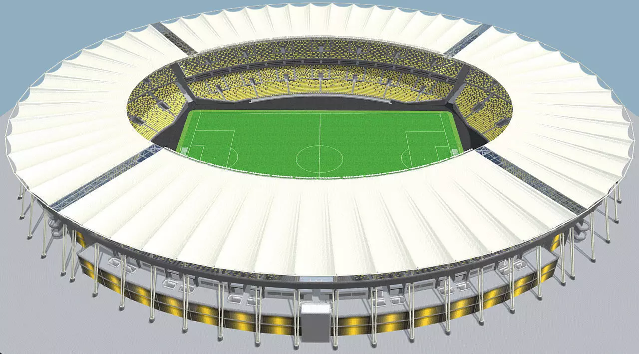 Fictionald old stadium 1 - Bowl with new roof 3D model_0