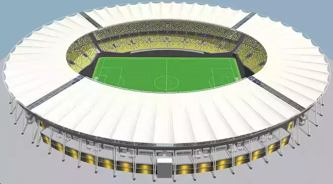 Fictionald old stadium 1 - Bowl with new roof 3D model