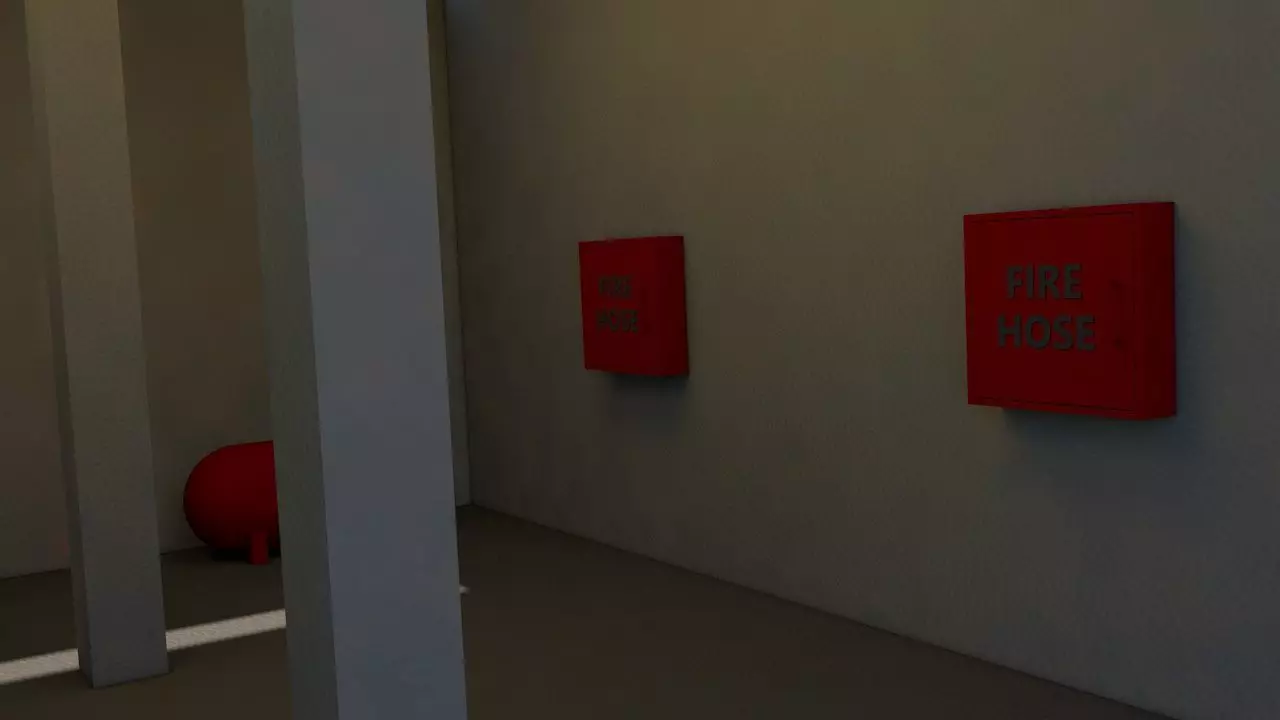 low-poly fire station model Low-poly 3D model_0