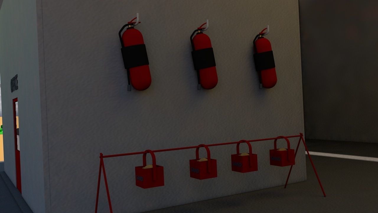 low-poly fire station model Low-poly 3D model_2