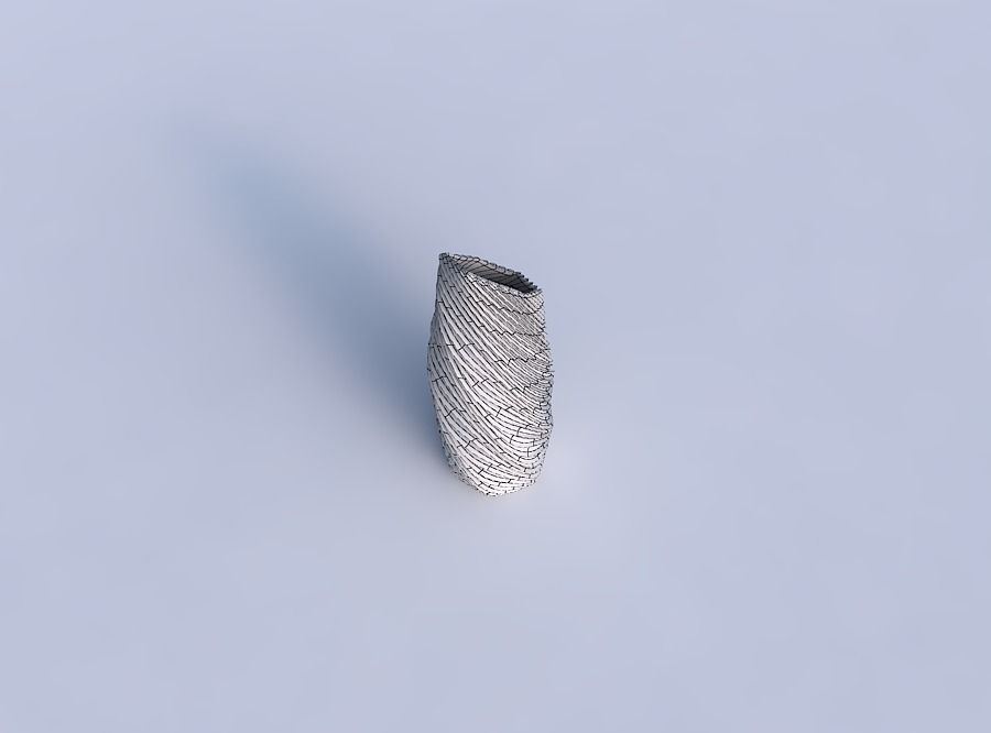 Vase twisted bent hexagon with wavy extruded lines 3D print model_6