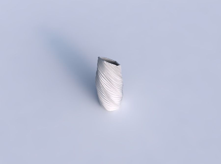 Vase twisted bent hexagon with wavy extruded lines 3D print model_1