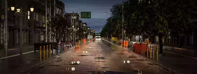 CITY STREET SCENE WITH ALL THE ASSET Low-poly 3D model