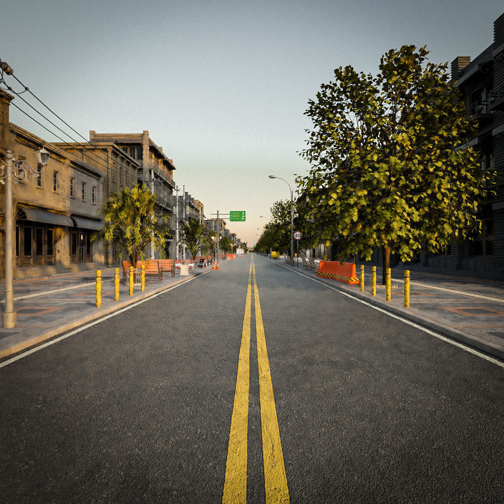 CITY STREET SCENE WITH ALL THE ASSET Low-poly 3D model_2