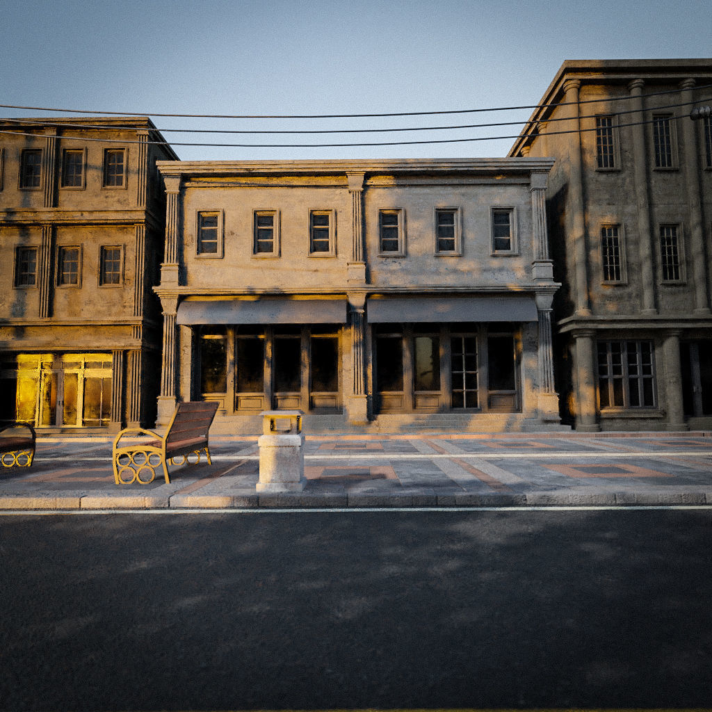 CITY STREET SCENE WITH ALL THE ASSET Low-poly 3D model_4