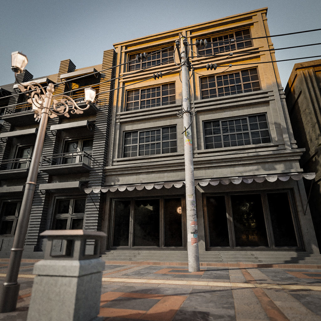 CITY STREET SCENE WITH ALL THE ASSET Low-poly 3D model_9