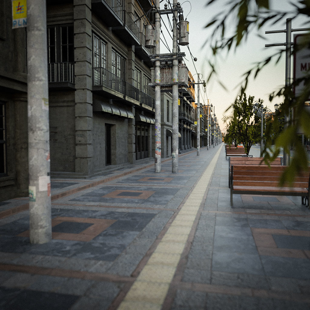 CITY STREET SCENE WITH ALL THE ASSET Low-poly 3D model_12