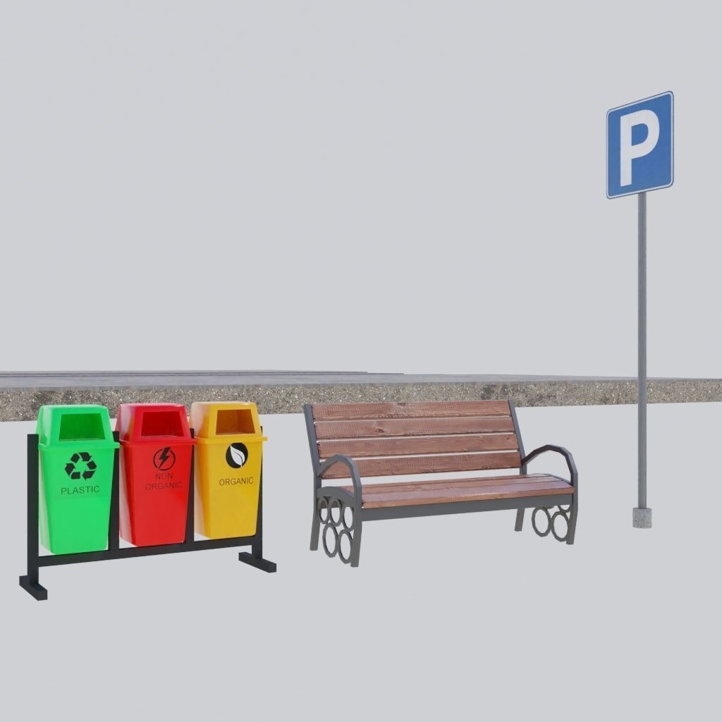 CITY STREET SCENE WITH ALL THE ASSET Low-poly 3D model_46