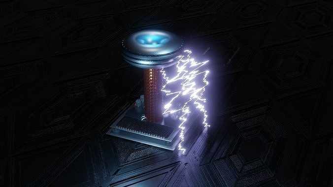 Tesla coil Low-poly 3D model