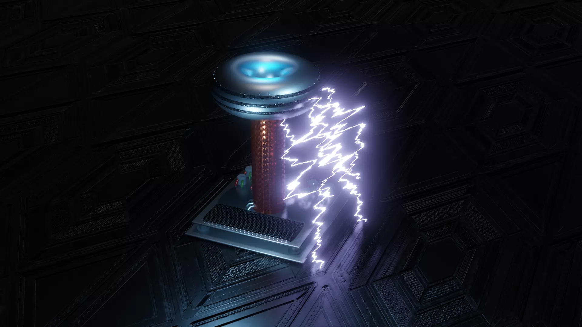 Tesla coil Low-poly 3D model