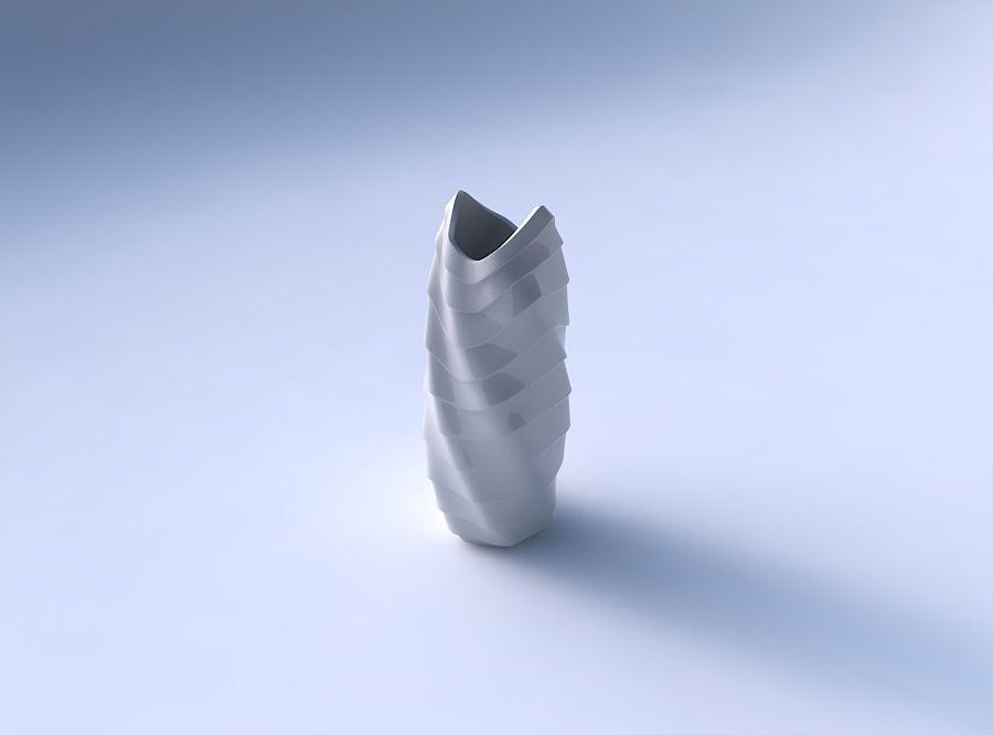 Vase twisted double arc hexagon with horizontal inverted layers 3D print model_3