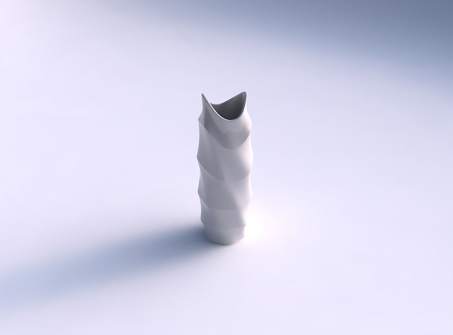 Vase twisted double arc hexagon with horizontal sections 3D print model