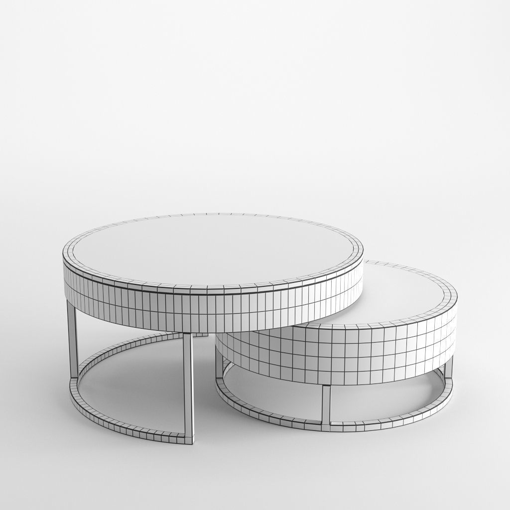 Modern Round Coffee Table Low-poly 3D model_2