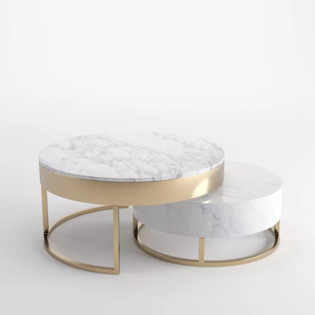 Modern Round Coffee Table Low-poly 3D model_0