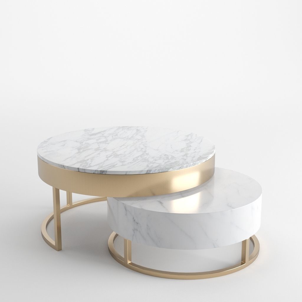 Modern Round Coffee Table Low-poly 3D model_1