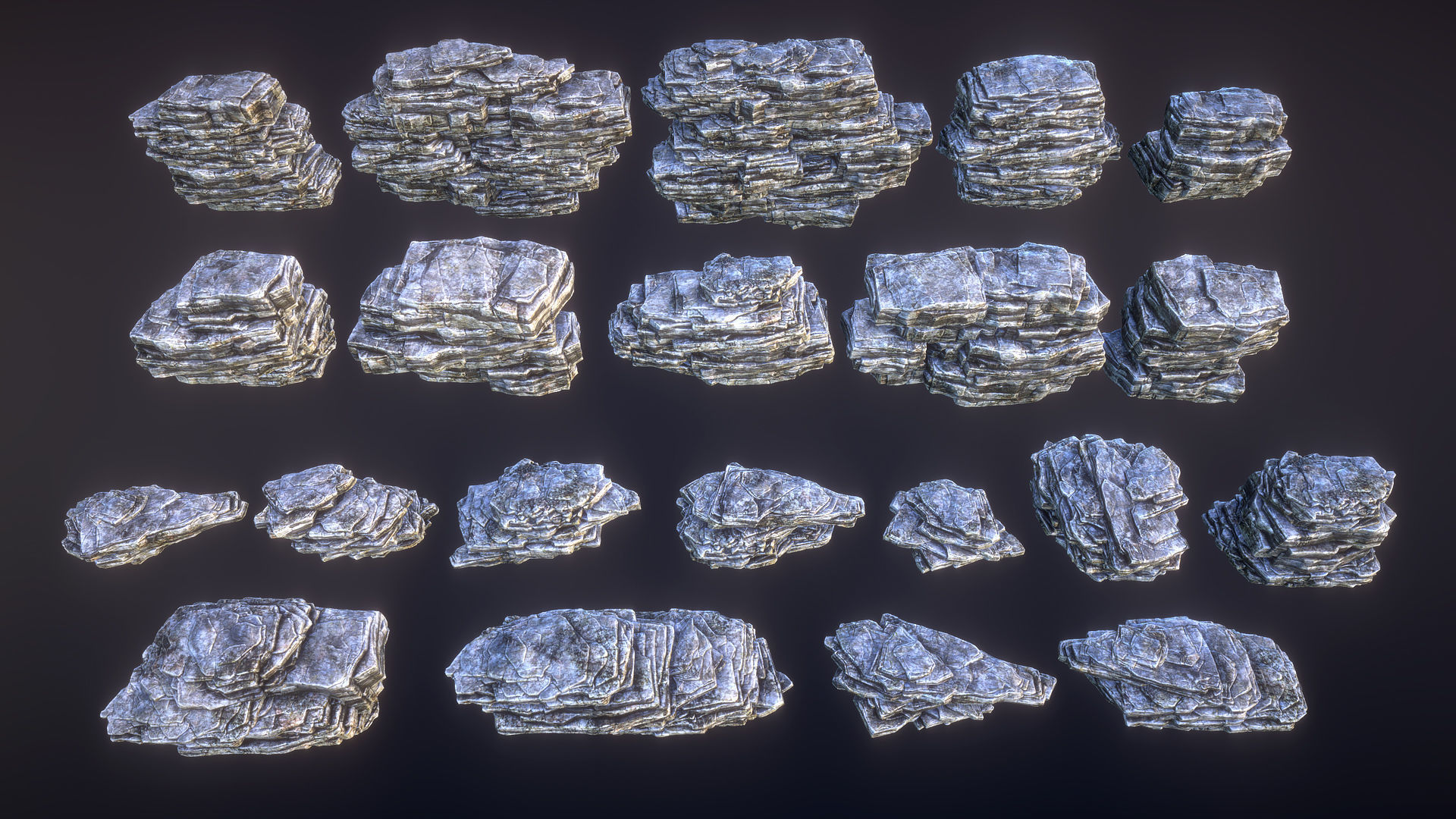 Sliced rocks Low-poly 3D model_6