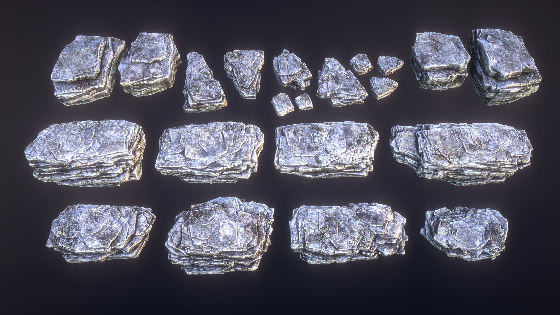 Sliced rocks Low-poly 3D model_7