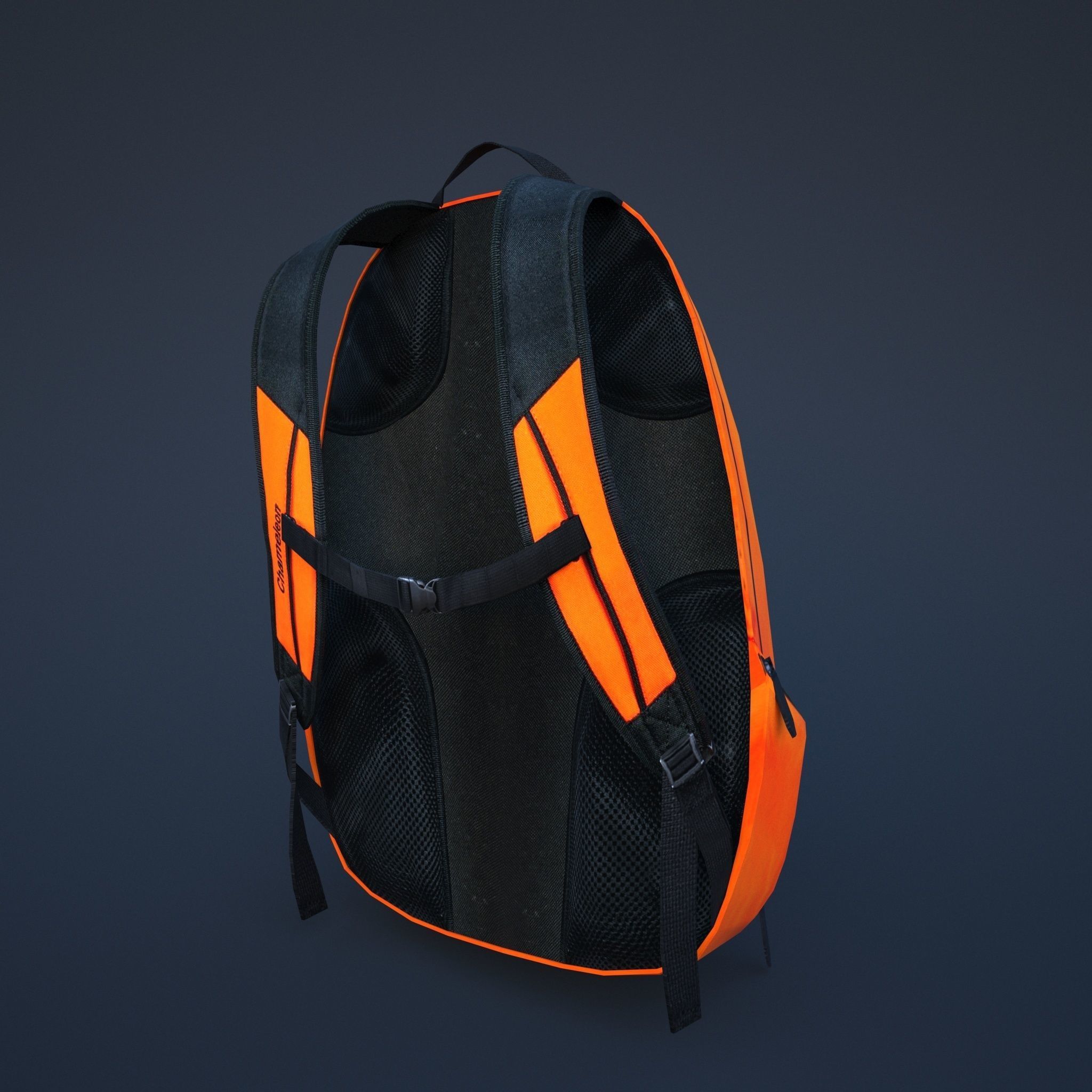 backpack orange Low-poly 3D model_3