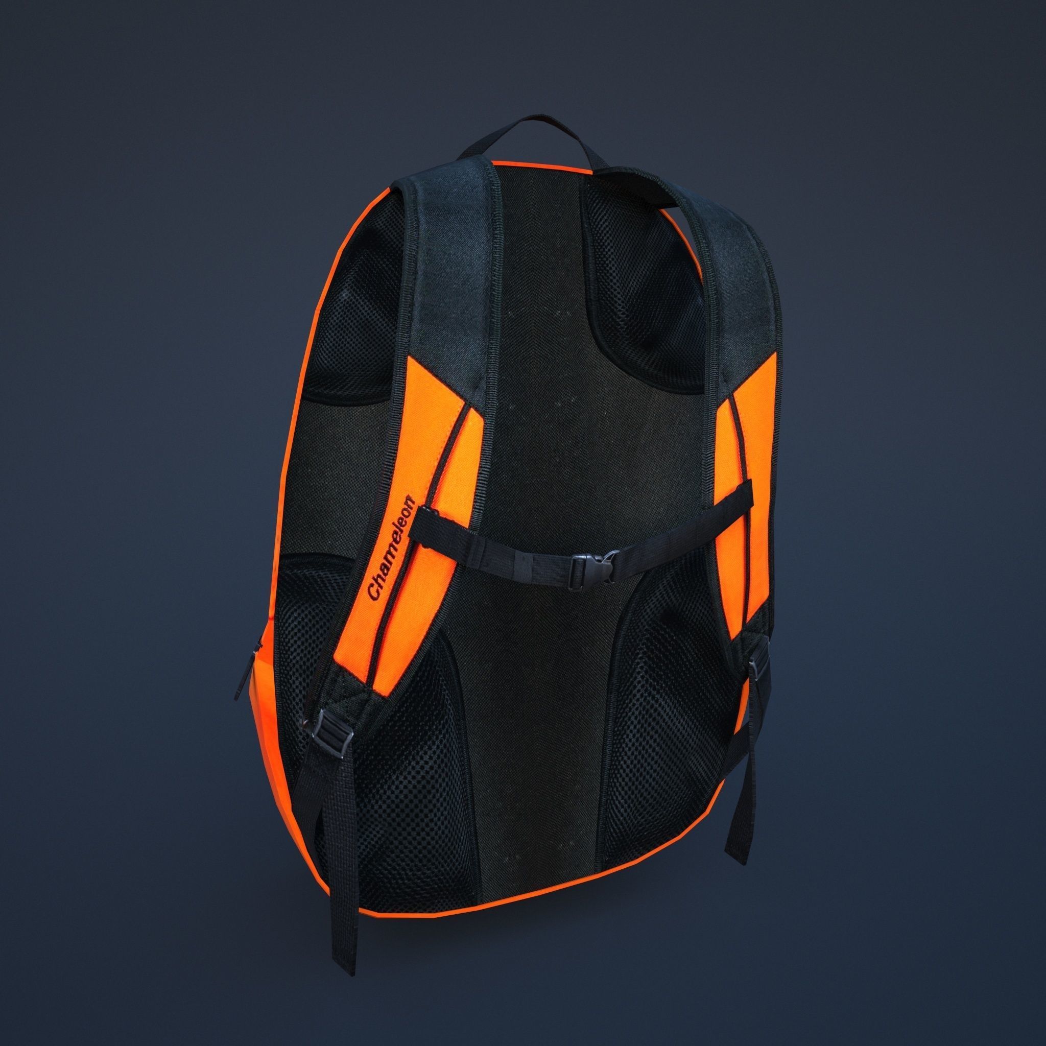 backpack orange Low-poly 3D model_1