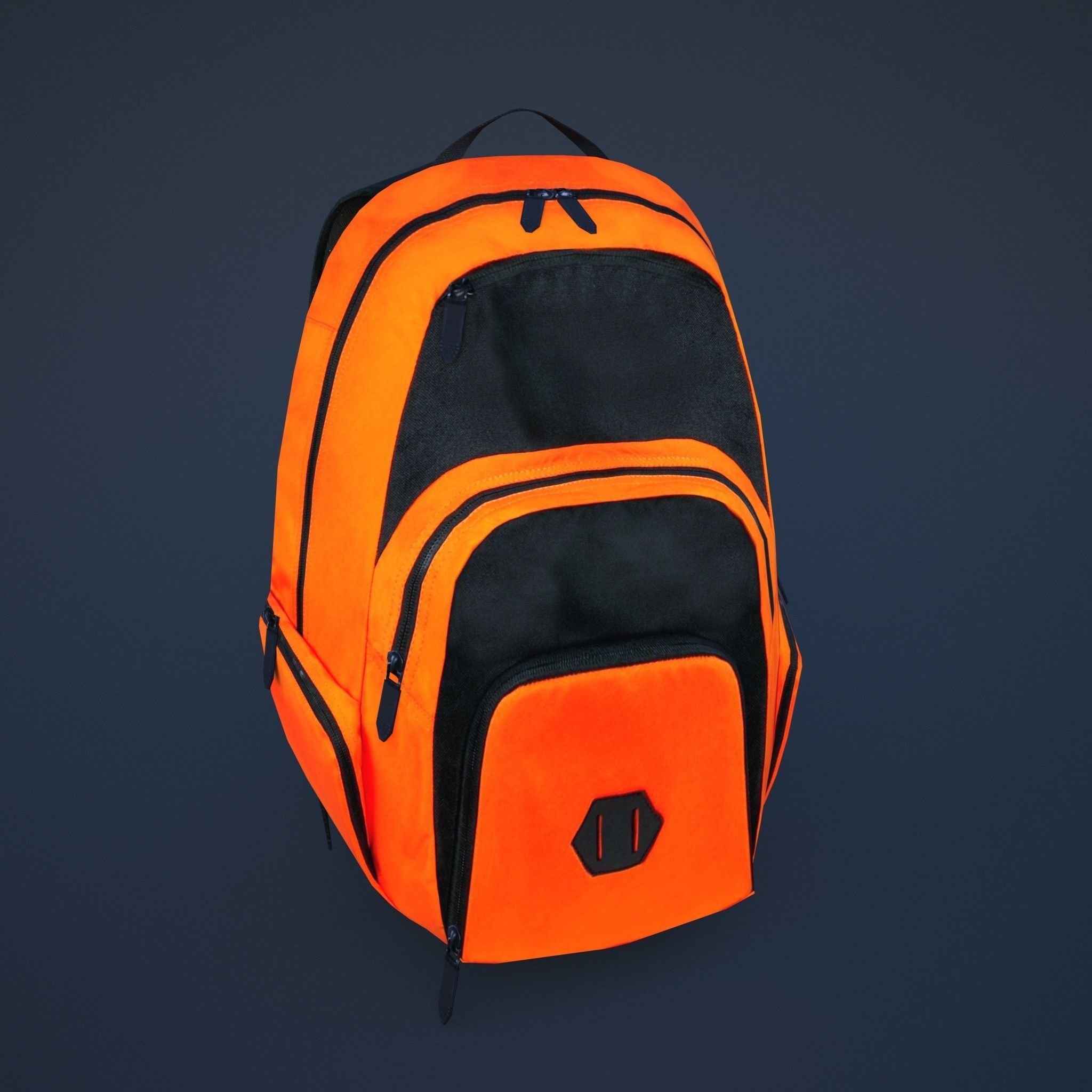 backpack orange Low-poly 3D model_2