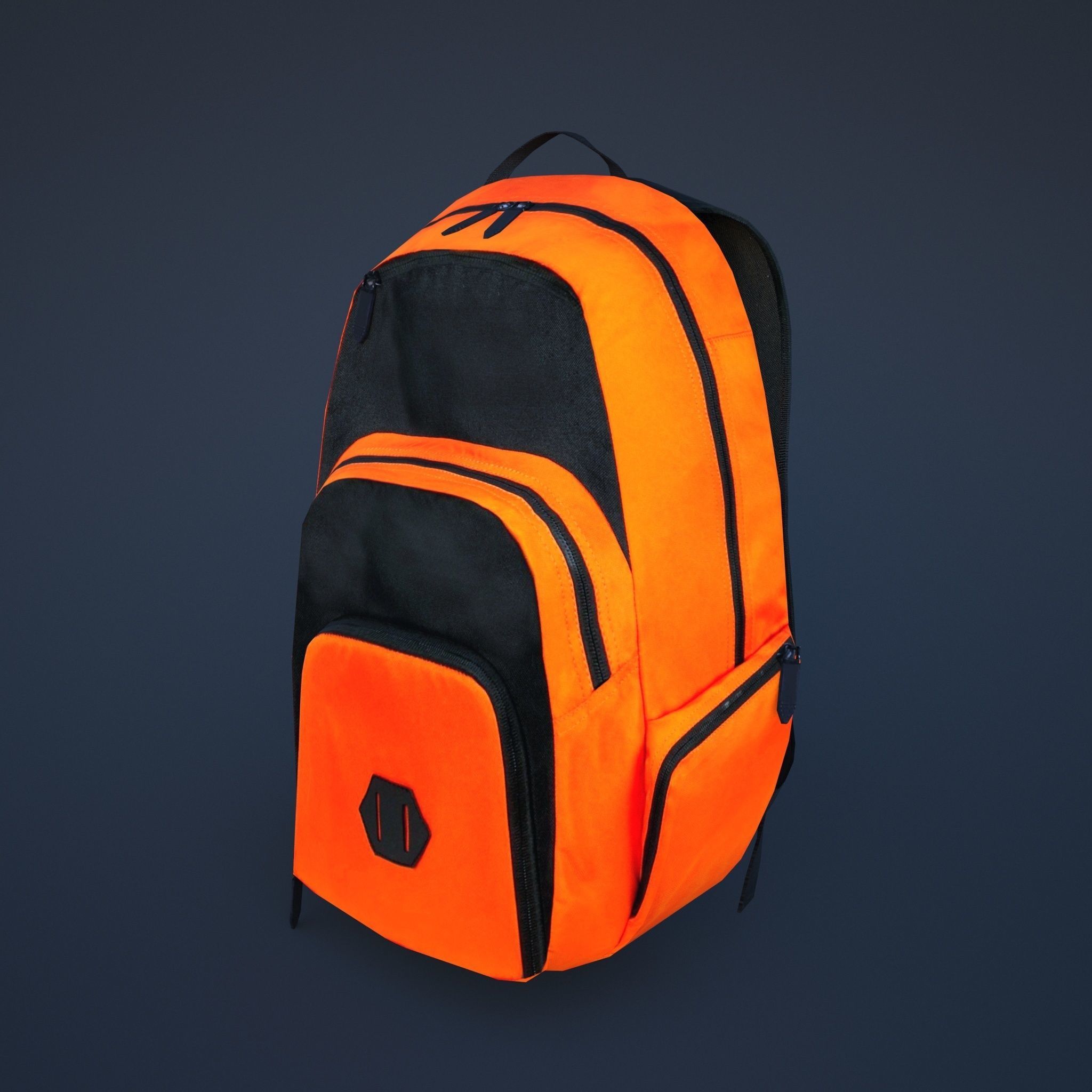 backpack orange Low-poly 3D model_4