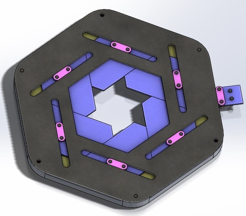 Sliding Iris mechanical-hexagon with center hole 3D print model_3