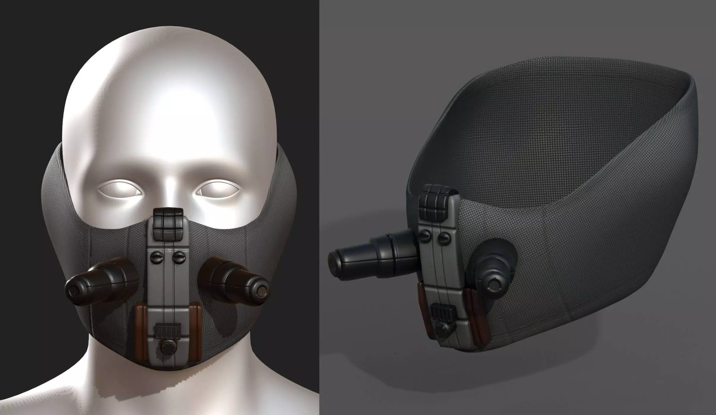 Gas mask respirator scifi futuristic Low-poly 3D model_0