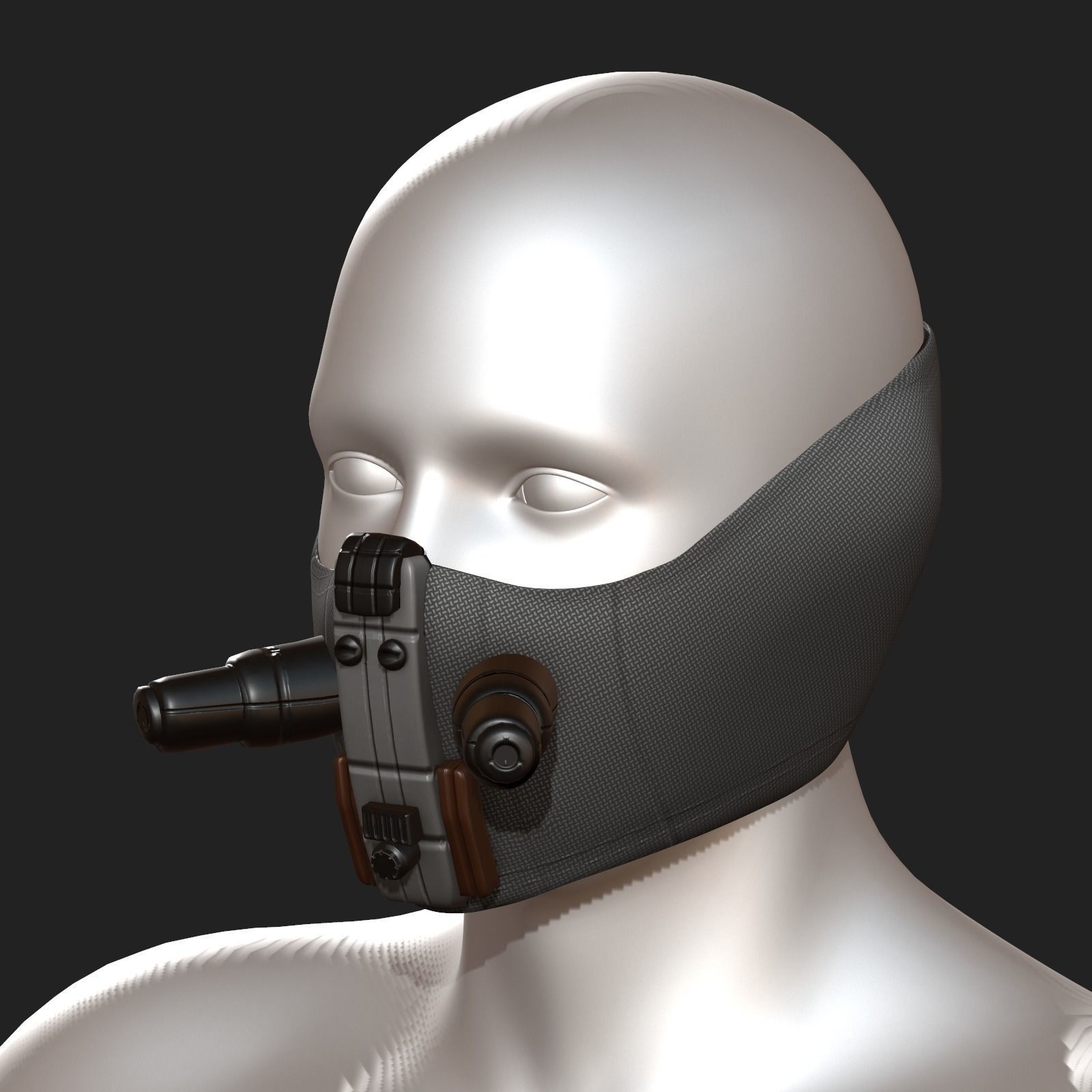 Gas mask respirator scifi futuristic Low-poly 3D model_5