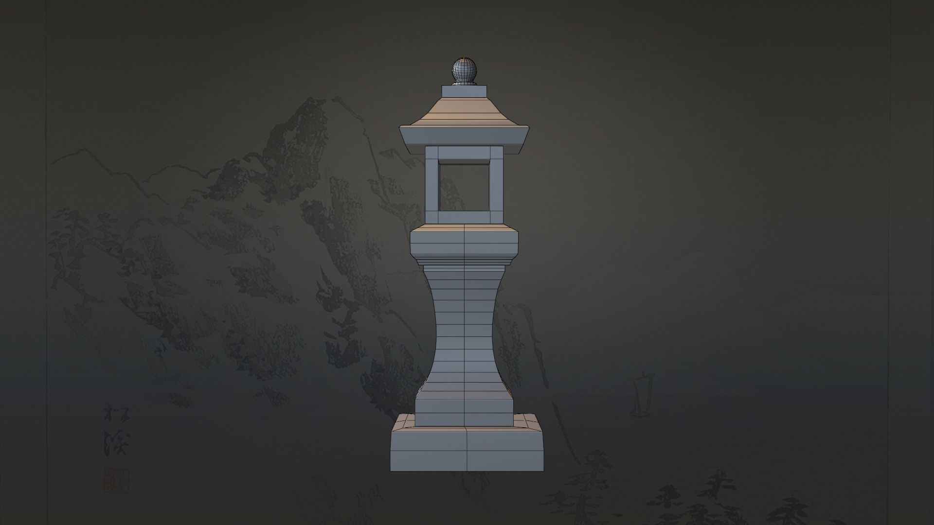 4 Japanese Shinto Stone Lanterns-Toro Lantern PBR-4 versions Low-poly 3D model_14