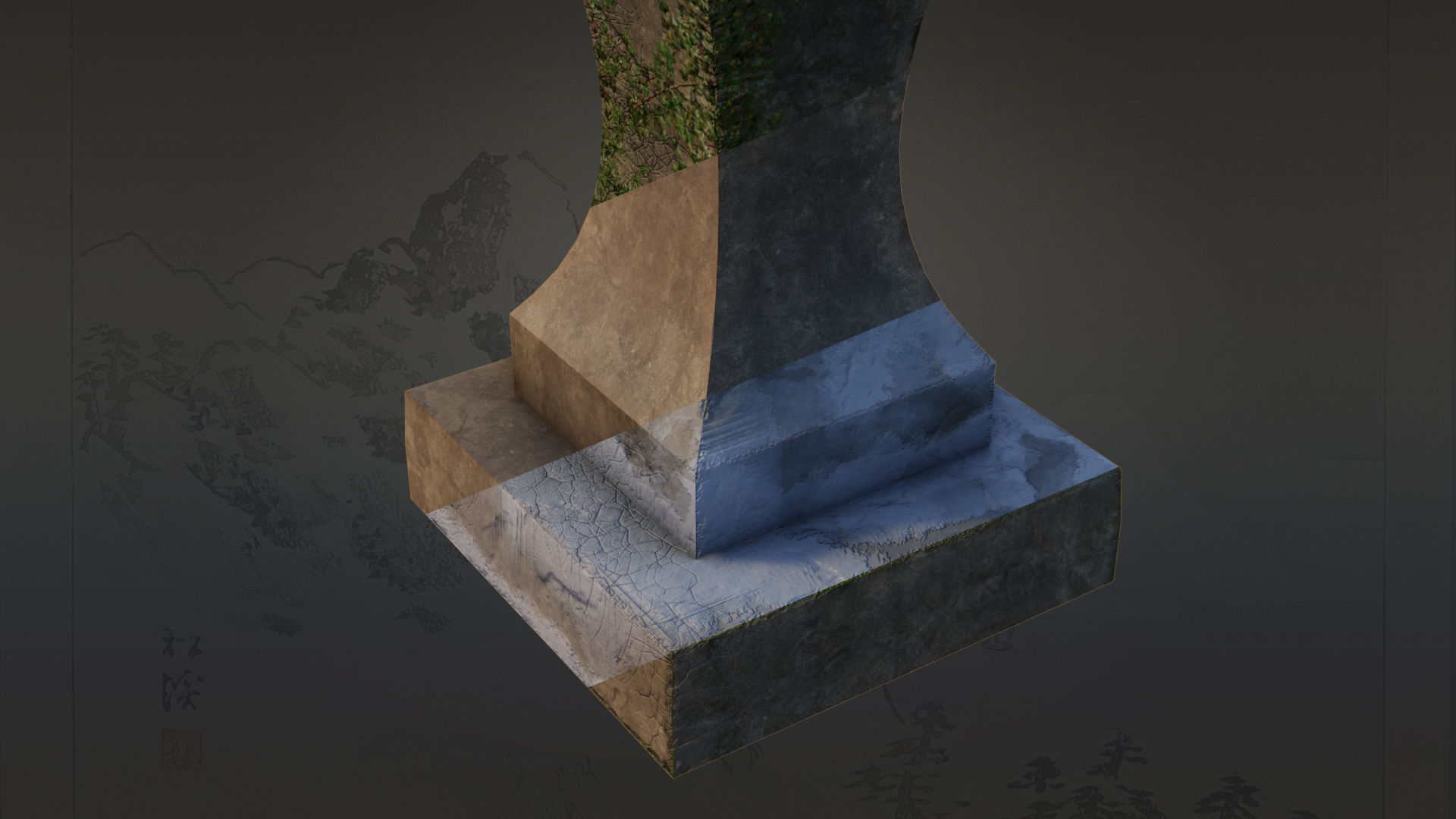 4 Japanese Shinto Stone Lanterns-Toro Lantern PBR-4 versions Low-poly 3D model_4