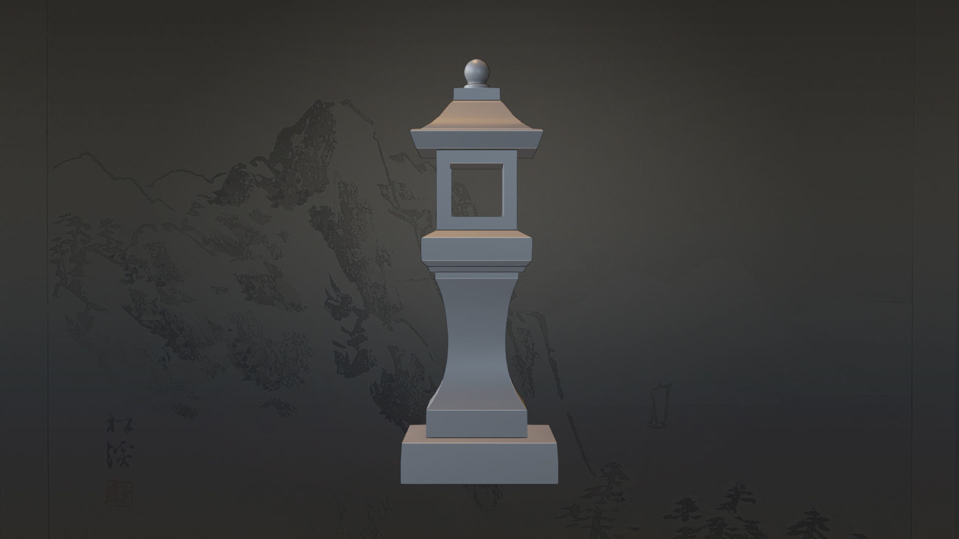4 Japanese Shinto Stone Lanterns-Toro Lantern PBR-4 versions Low-poly 3D model_13
