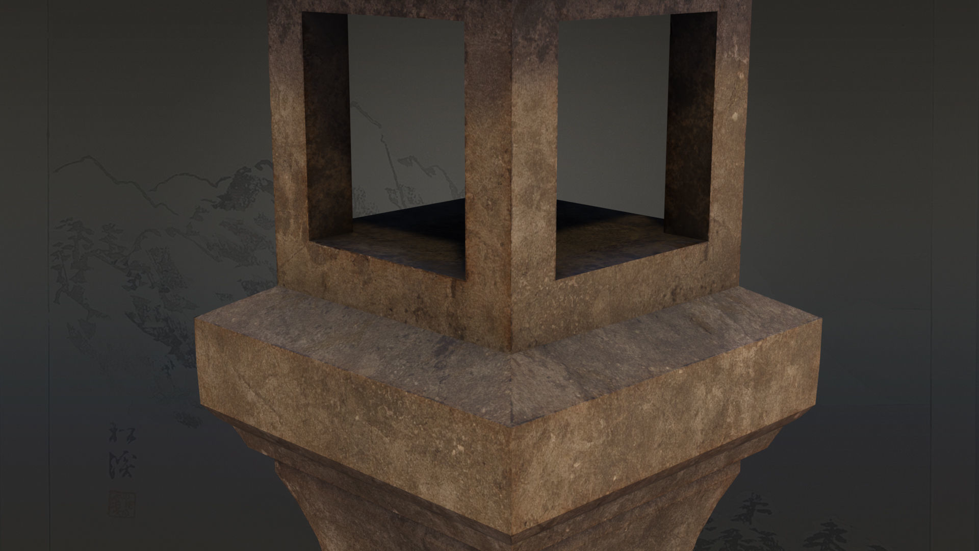 4 Japanese Shinto Stone Lanterns-Toro Lantern PBR-4 versions Low-poly 3D model_33