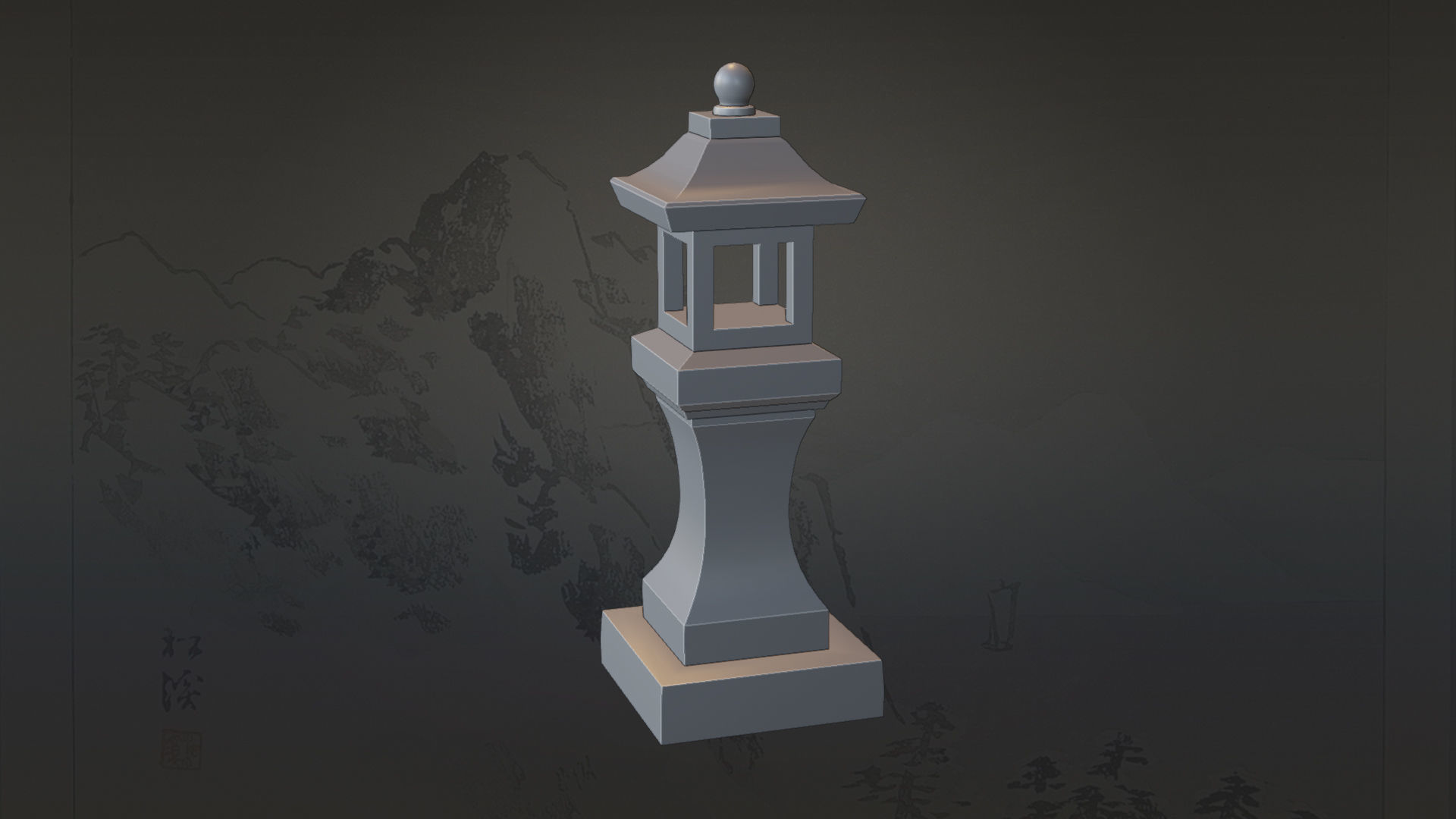 4 Japanese Shinto Stone Lanterns-Toro Lantern PBR-4 versions Low-poly 3D model_19