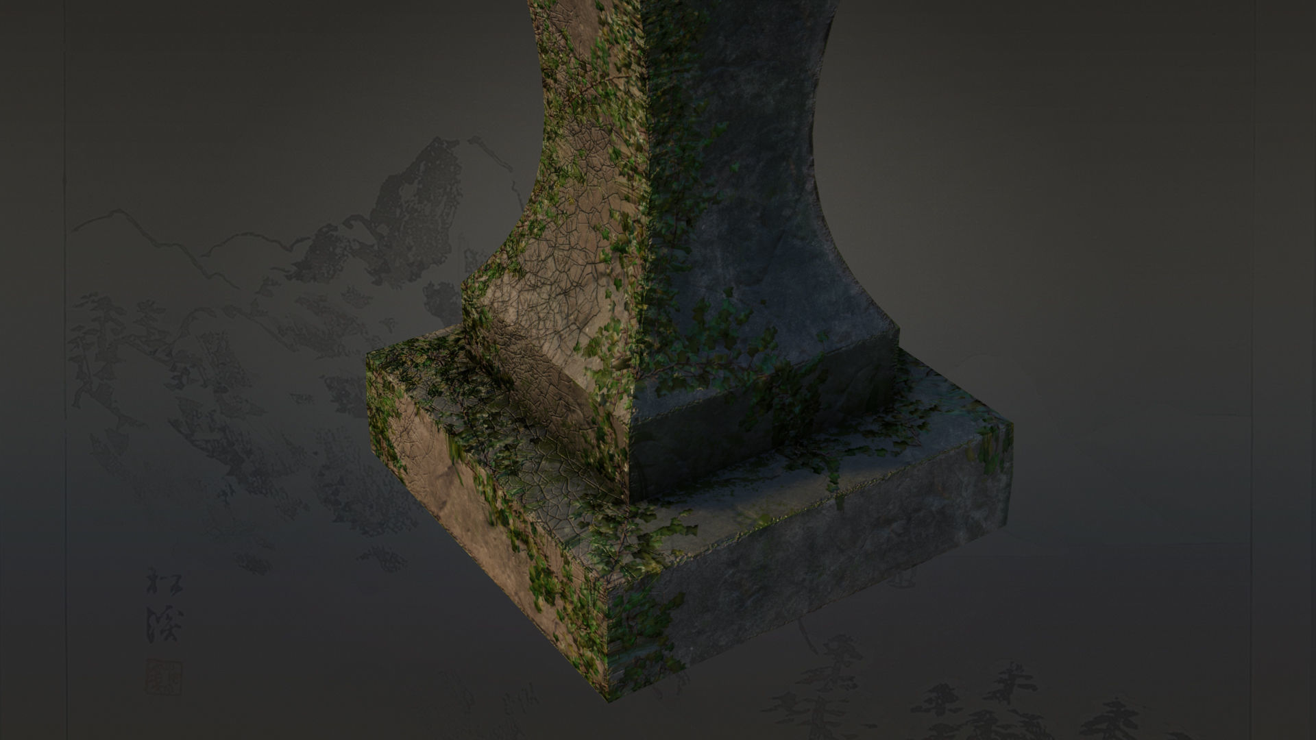 4 Japanese Shinto Stone Lanterns-Toro Lantern PBR-4 versions Low-poly 3D model_29