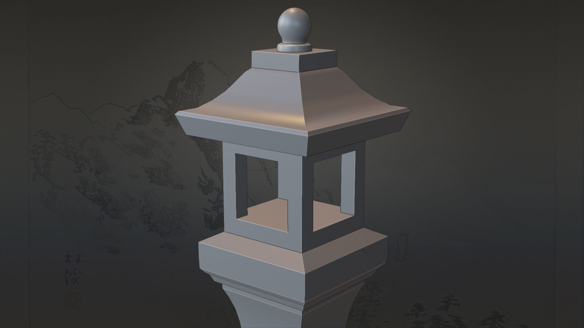 4 Japanese Shinto Stone Lanterns-Toro Lantern PBR-4 versions Low-poly 3D model_25