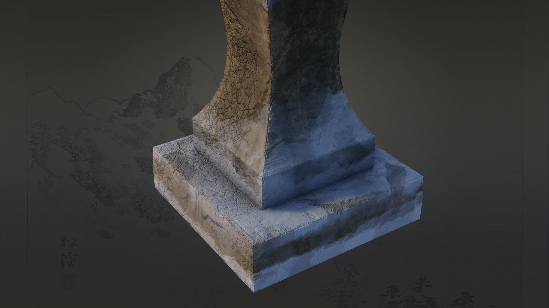 4 Japanese Shinto Stone Lanterns-Toro Lantern PBR-4 versions Low-poly 3D model_30