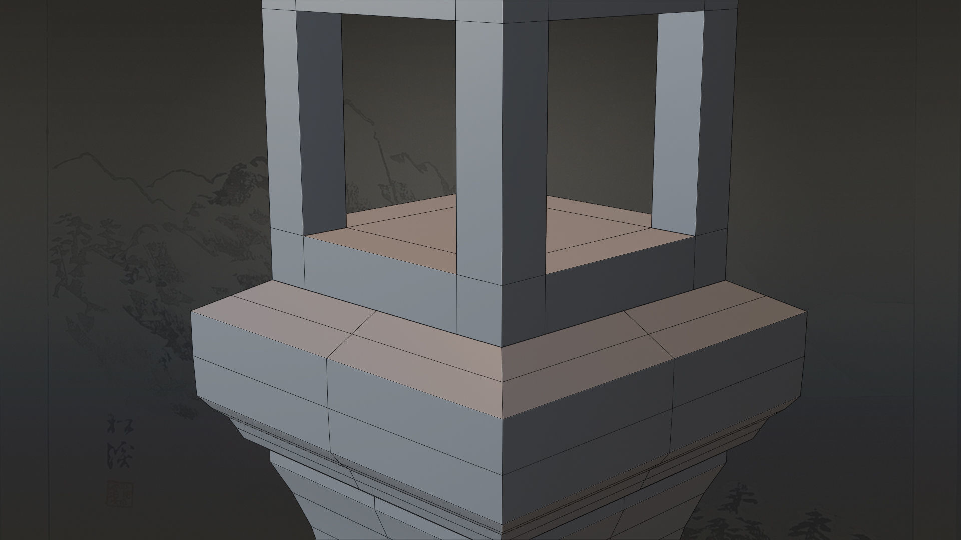 4 Japanese Shinto Stone Lanterns-Toro Lantern PBR-4 versions Low-poly 3D model_38