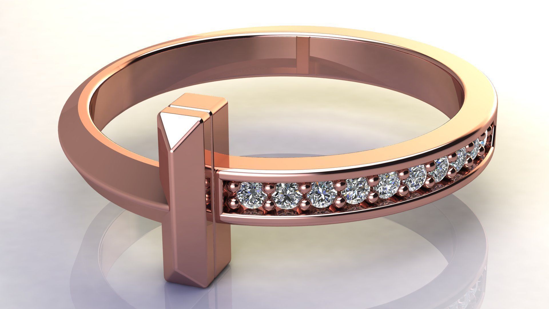 T1 Narrow Diamond Ring size 15 mm 3D print model_8